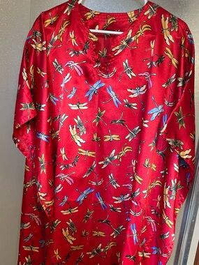 Women’s Red Dragonfly Print Lounge Dress